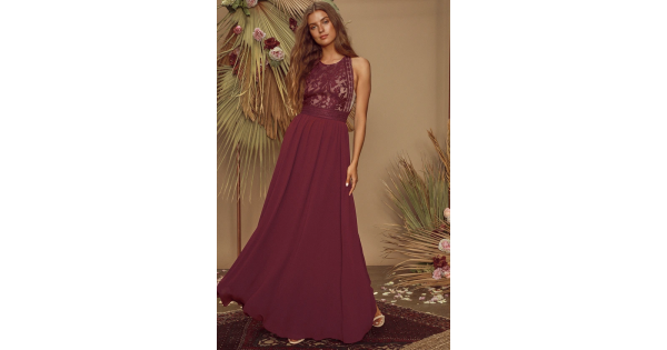 a night in tokyo lace dress burgundy Dantelle Midi Fit Model is 5’7 Ladies - Beige Wide-Leg A Line bridesmaid dresses Size:12P